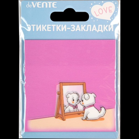 Самоклеящиеся этикетки-закладки "deVENTE. Puppy" пластиковые полупрозр, 76x76 мм, 50 листов, розовые - купить в интернет-магазине «Буратино»