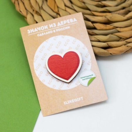 Значок ECO из дерева RED LOVE 15795 - купить в интернет-магазине «Буратино»