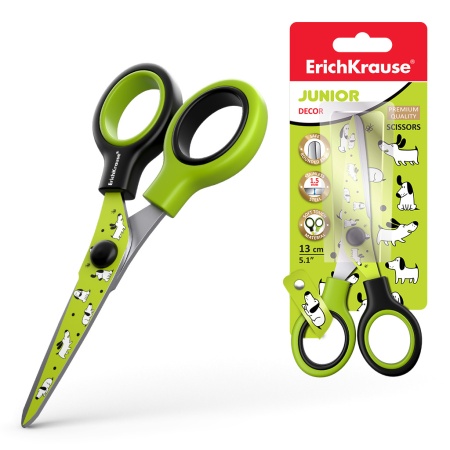 Ножницы ErichKrauseR Junior Decor Dogs с принтом на лезвиях, 13см (в блистере по 1 шт.) 53206 - купить в интернет-магазине «Буратино»
