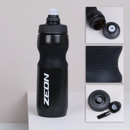 Бутылка для воды велосипедная ZEON WB225 цвет black гоночная, антискольз, NEW кэмэлбак, пищевой hi-q - купить в интернет-магазине «Буратино»