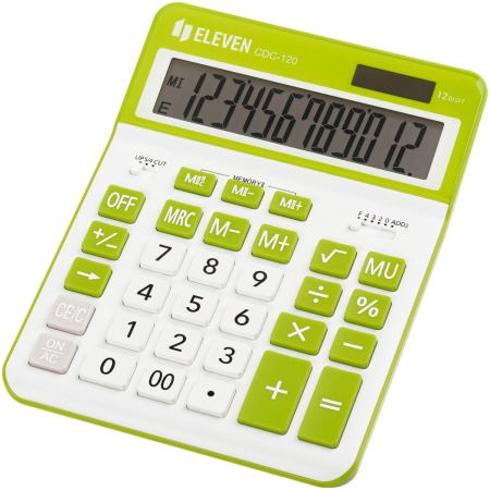 Калькулятор настольный Eleven CDC-120-WH/GN, 12 разрядов, двойное питание, 155*206*38мм, белый/салат - купить в интернет-магазине «Буратино»