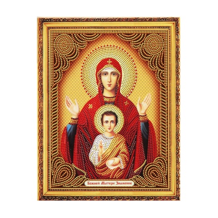 Мозаика алмазная 27*33см КОКОС Икона Божией Матери Знамение частичная выкладка холст на подрамнике 2 - купить в интернет-магазине «Буратино»