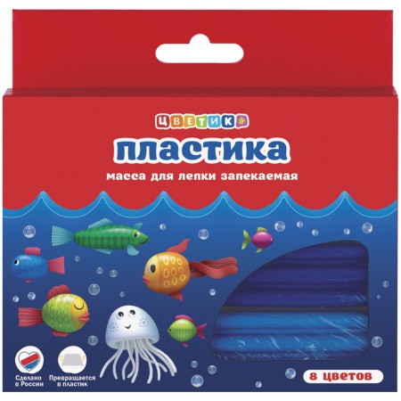 Набор пластики для лепки "Цветик", 160гр, 8 цветов 3441045 - купить в интернет-магазине «Буратино»