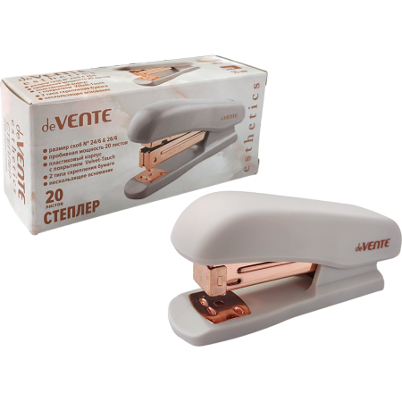 Степлер "deVENTE. Esthetics" 24/6&26/6 мощность 20 листов, пластиковый, цвет лавандово-пепельный - купить в интернет-магазине «Буратино»