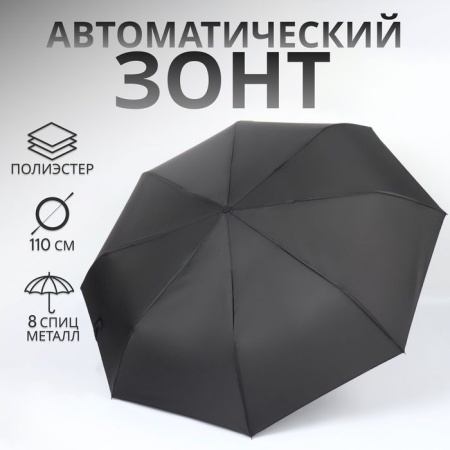 Зонт авт R48/55 8сп 3сл П/Э ОДНОТОН ручка-крюк с/рез черный пакет 653168 653168 - купить в интернет-магазине «Буратино»