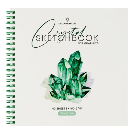 Скетчбук для графики и эскизов 40л., 190*190 Greenwich Line "Crystal. Emerald Stone", на гребне, 160 - купить в интернет-магазине «Буратино»