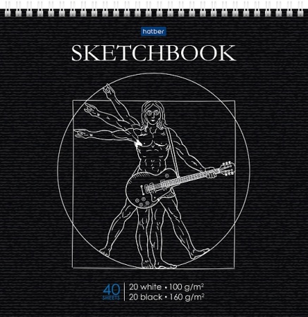 `Premium` Блокнот SketchBook 40л  (20л. Белый.+ 20л.черн.) 240х240ммна греб.-Музыка Да Винчи- 40Б4Aг - купить в интернет-магазине «Буратино»