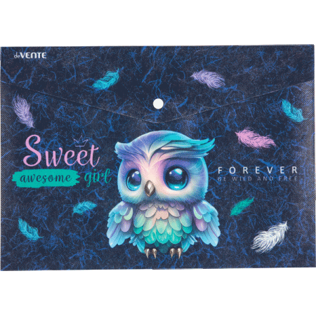 Папка-конверт на кнопке "deVENTE. Happy Owl" A4 (330x235 мм) 180 мкм, матовая полупрозрачная с рисун - купить в интернет-магазине «Буратино»