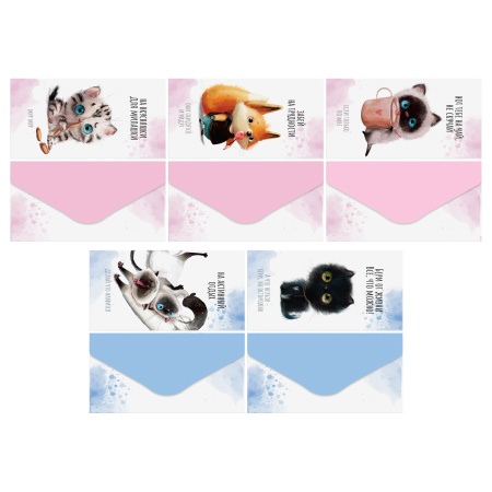 Конверт для денег MESHU "Cute kittens" 85*164мм, матовая ламинация, 5 дизайнов MS_65061 - купить в интернет-магазине «Буратино»