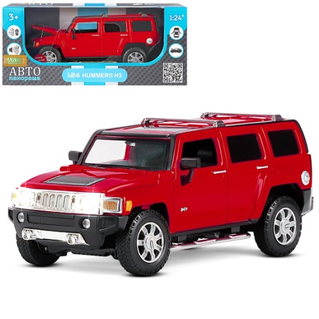 Машинка металлическая, 1:24, Hummer H3, красный,  откр. передние и задняя дверь, ТМ "Автопанорама" J - купить в интернет-магазине «Буратино»
