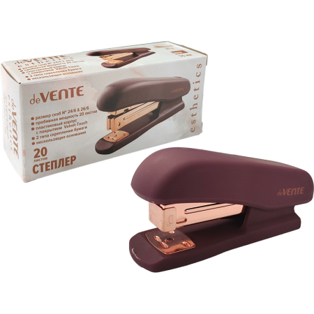 Степлер "deVENTE. Esthetics" 24/6&26/6 мощность 20 листов, пластиковый, цвет бургунди - купить в интернет-магазине «Буратино»