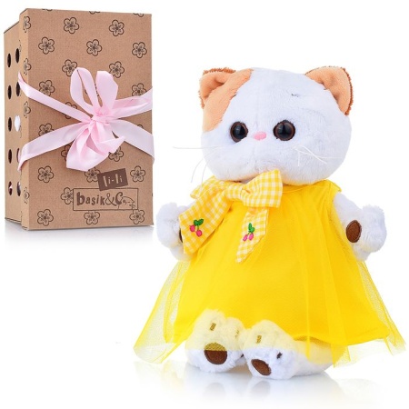 LK24-099 Игрушка Кошечка Ли-Ли в желтом платье с бантом - купить в интернет-магазине «Буратино»