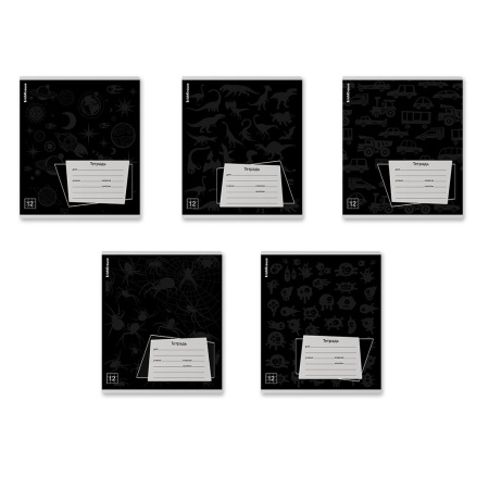 Тетрадь школьная ученическая ErichKrause Black Pattern, 12 листов, клетка, выборочный УФ-лак (в плён - купить в интернет-магазине «Буратино»