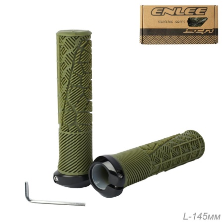 Грипсы 145 мм. Эргономичные. ENLEE. Ультрамягкие с PC струбцинами. Special Soft TPE+PP5. Olive Green - купить в интернет-магазине «Буратино»