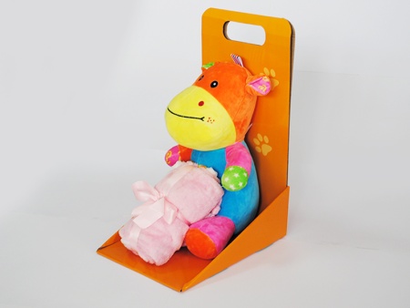 8STK-010 Игрушка мягконабивная "бегемот" (ct) + дет. плед 100х70 см. (set) в упак. (22х30х30 см.) 8S - купить в интернет-магазине «Буратино»