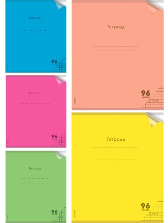 Тетрадь КЛЕТКА 96л. цвет.пласт.обл. plastic cover НЕОН (96-1366) ассорти 5 цветов - купить в интернет-магазине «Буратино»