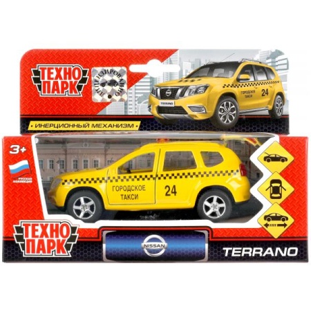 Машина металл NISSAN terrano ТАКСИ, 12 см, двери, багаж., инерц., кор. Технопарк в кор.2*24шт SB-17- - купить в интернет-магазине «Буратино»