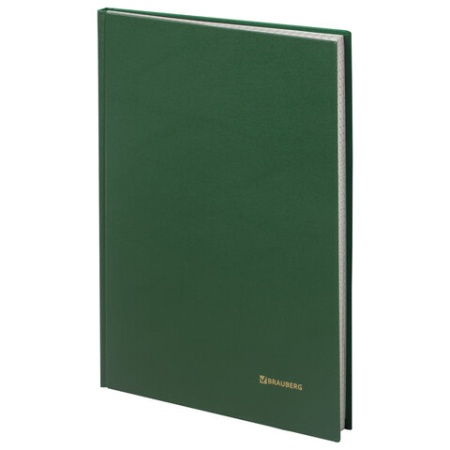 Книга учета 96 л., клетка, твердая, бумвинил, блок офсет, А4 200х290 мм, BRAUBERG, зеленая, 130222 - купить в интернет-магазине «Буратино»