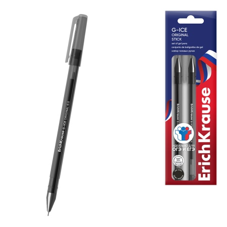 Набор из 3 ручек гелевых ErichKrause G-Ice Stick Original 0.5, для ОГЭ/ЕГЭ, цвет чернил черный - купить в интернет-магазине «Буратино»