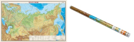 Карта. Россия. Физич. 1:7М лам. в прозрачном пластиковом тубусе 0 - купить в интернет-магазине «Буратино»