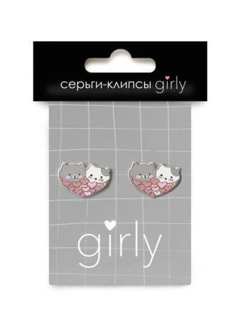 25P-032 Серьги-клипсы GIRLY "Two cats" 25P-032 - купить в интернет-магазине «Буратино»