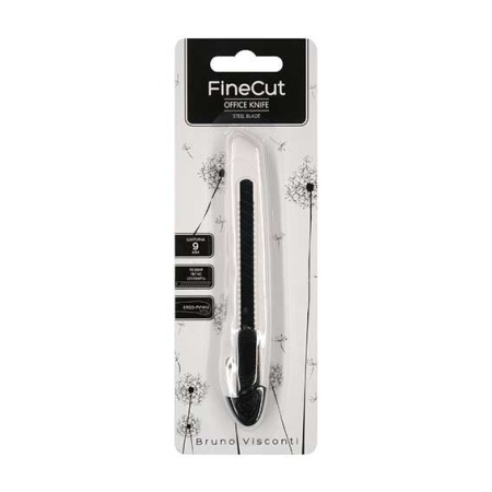 НОЖ КАНЦЕЛЯРСКИЙ "FINECUT", ПЛАСТИКОВЫЙ КОРПУС, ЧЕРНОЕ ЛЕЗВИЕ, 9ММ 2-249/01 - купить в интернет-магазине «Буратино»