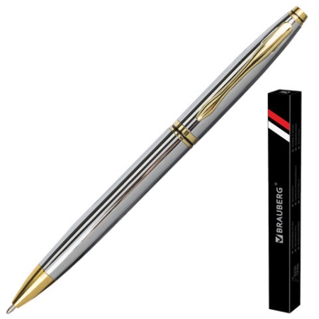 Ручка подарочная шариковая BRAUBERG "De Luxe Silver", корпус серебристый, узел 1 мм, линия письма 0, - купить в интернет-магазине «Буратино»
