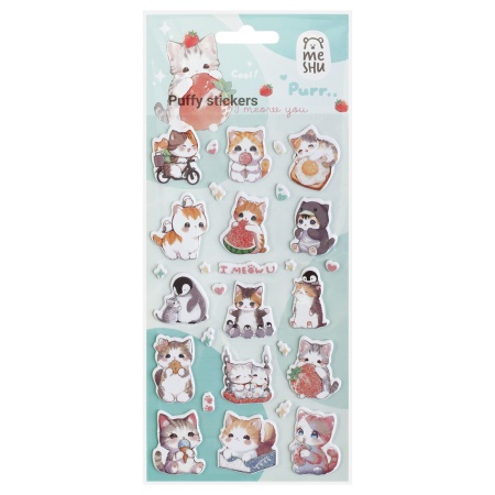 Наклейки объемные MESHU "I meow you", 10*23см, с блестками, инд. уп., европодвес MS_66572 - купить в интернет-магазине «Буратино»