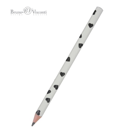 КАРАНДАШ ЧЕРНОГРАФИТОВЫЙ "HappyGraphix Jumbo. Монохром. Сердечки" 4В, 3.5 MM 21-0062/26 - купить в интернет-магазине «Буратино»