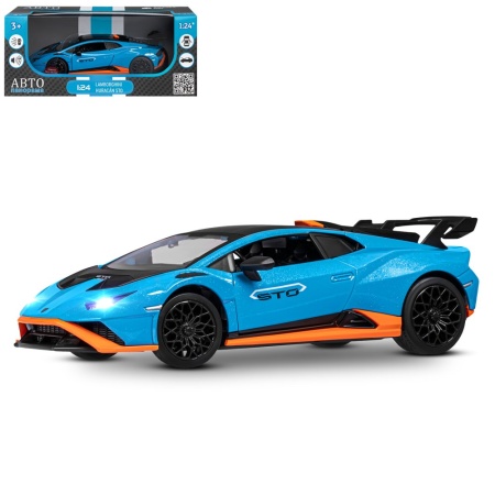 Машинка металл, 1:24  Lamborghini  Huracan STO, голубой, откр. двери и капот ТМ "Автопанорама" JB125 - купить в интернет-магазине «Буратино»