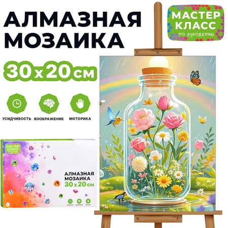 Мозаика алмазная MKA3020-212 "Букет в бутылке" 20*30 см. - купить в интернет-магазине «Буратино»