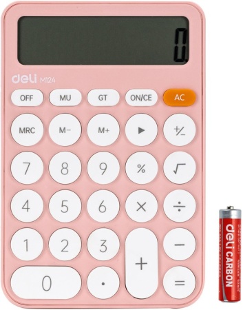 Калькулятор настольный Deli EM124PINK розовый 12-разр. EM124PINK - купить в интернет-магазине «Буратино»