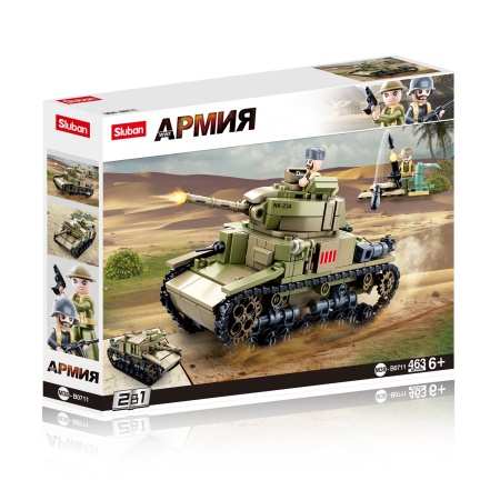 Sluban, Конструктор пластмассовый "Армия: Средний танк" (463 дет.) M38-B0711 - купить в интернет-магазине «Буратино»