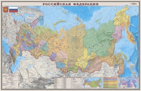 Карта настенная "РФ. Полит.-админ. карта", М-1:5,5млн, ламинир., в тубусе ДИ ЭМ БИ - купить в интернет-магазине «Буратино»
