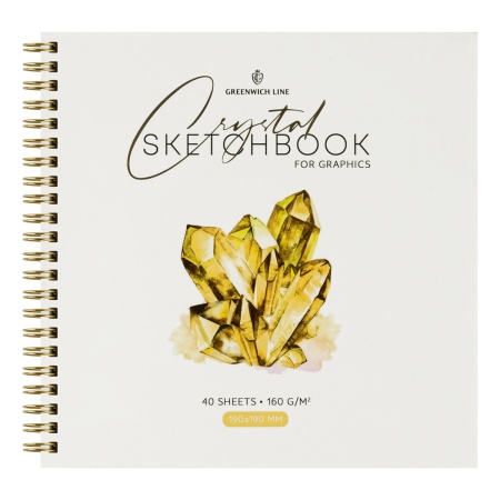 Скетчбук для графики и эскизов 40л., 190*190 Greenwich Line "Crystal. Golden Stone", на гребне, 160г - купить в интернет-магазине «Буратино»