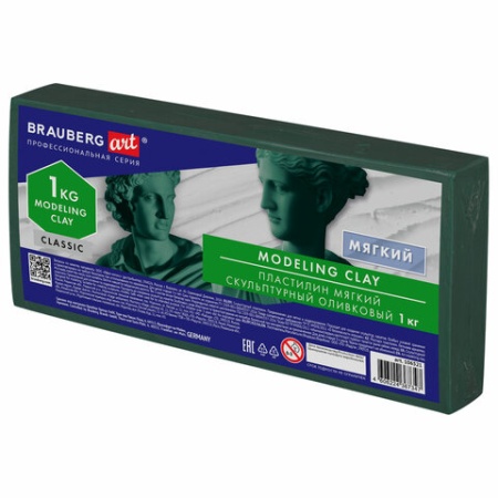 Пластилин скульптурный BRAUBERG ART CLASSIC, оливковый, 1 кг, мягкий, 106521 106521 - купить в интернет-магазине «Буратино»