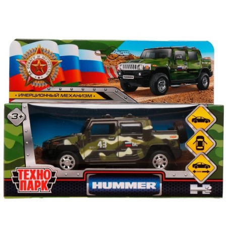 Машина металл HUMMER H2 PICKUP КАМУФЛЯЖ 12 см, двери, багаж, инерц, кор. Технопарк в кор.2*36шт HUM2 - купить в интернет-магазине «Буратино»