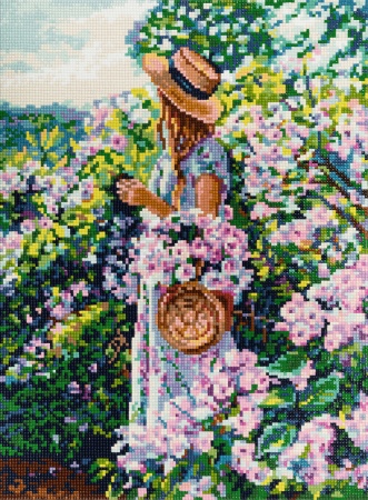 Кристальная (алмазная) мозаика  "ФРЕЯ" ALPD-049 на подрамнике "В цветущем саду" 30 х 40 см - купить в интернет-магазине «Буратино»