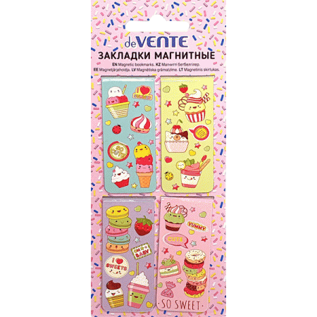 Набор закладок для книг "deVENTE. Sweets" магнитных бумажных, 4 шт в блистерной упаковке, размеры за - купить в интернет-магазине «Буратино»