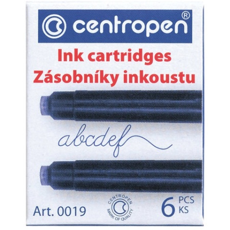 Картриджи чернильные СИНИЕ CENTROPEN, КОМПЛЕКТ 6 шт., 0019/6, 1 0019 0601 143686 - купить в интернет-магазине «Буратино»