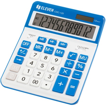 Калькулятор настольный Eleven CDC-120-WH/NV, 12 разрядов, двойное питание, 155*206*38мм, белый/темно - купить в интернет-магазине «Буратино»