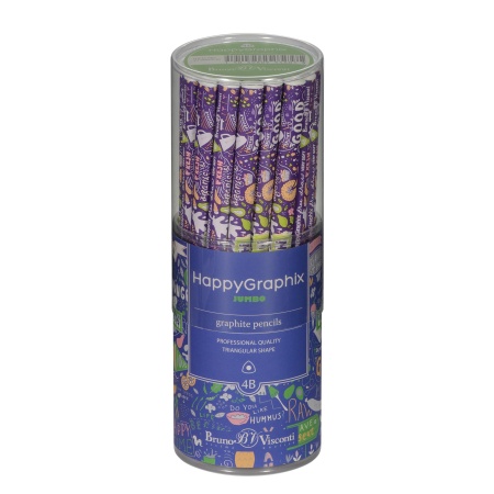 КАРАНДАШ ЧЕРНОГРАФИТОВЫЙ "HappyGraphix Jumbo. Веган" 4В, 3.5 MM 21-0062/10 - купить в интернет-магазине «Буратино»