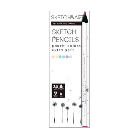 СКЕТЧ КАРАНДАШИ ЦВЕТНЫЕ "SKETCH&ART" УТОЛЩЕННЫЕ, ГРИФЕЛЬ 4 ММ, "ПАСТЕЛЬНЫЕ" 6 ЦВ. 30-0118/03 - купить в интернет-магазине «Буратино»