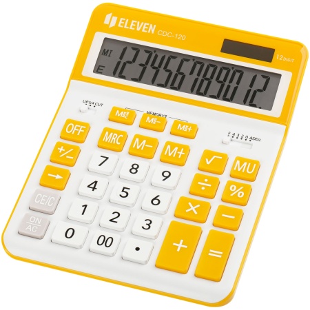 Калькулятор настольный Eleven CDC-120-WH/OR, 12 разрядов, двойное питание, 155*206*38мм, белый/оранж - купить в интернет-магазине «Буратино»