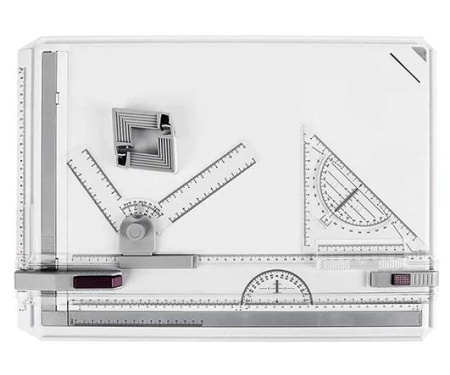Планшет чертежный А3 50*36см INTELLIGENT DB-166 +рейсшина, угольник, треугол- транспорт, пласт(1/12) - купить в интернет-магазине «Буратино»