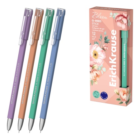 Ручка гелевая ErichKrause G-Reed Stick Pastel Bloom 0.38, цвет чернил синий - купить в интернет-магазине «Буратино»
