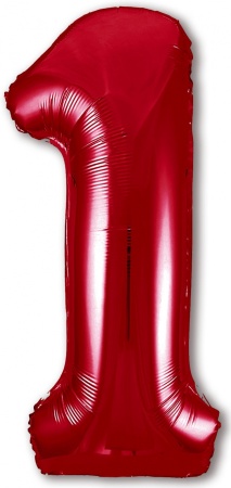 Шар (40''/102 см) Цифра, 1 Slim, Красный, 1 шт. в уп. 756270 - купить в интернет-магазине «Буратино»