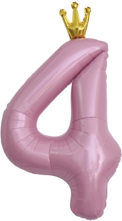 FA 40" Цифра "4" с короной Розовый / Pink (в упаковке) / 1 шт / Китай 131194 - купить в интернет-магазине «Буратино»
