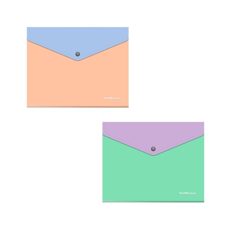 Папка-конверт на кнопке пластиковая ErichKrause Matt Pastel Bloom, с дополнительным карманом, A5+ - купить в интернет-магазине «Буратино»