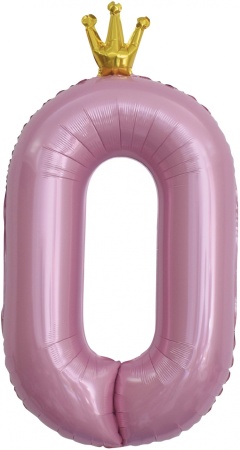 FA 40" Цифра "0" с короной Розовый / Pink (в упаковке) / 1 шт / Китай 131190 - купить в интернет-магазине «Буратино»